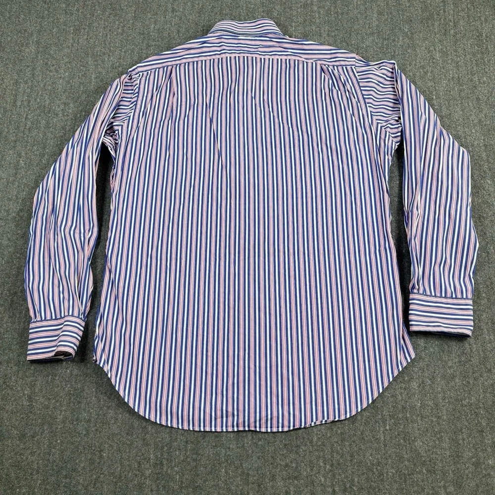 Polo Ralph Lauren Men's Shirt 15.5 M Regent Classic Fit Blue Pink Stripe